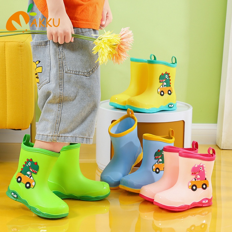 Giày Bốt Đi Mưa Chống Trượt Chống Thấm Nước Hình Khủng Long Hoạt Hình Cho Bé