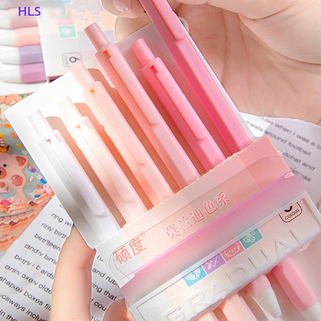 Set 6 Bút Mực Gel Ngòi 0.5mm Mực Đen Kiểu Dáng Dễ Thương Cho Học Sinh