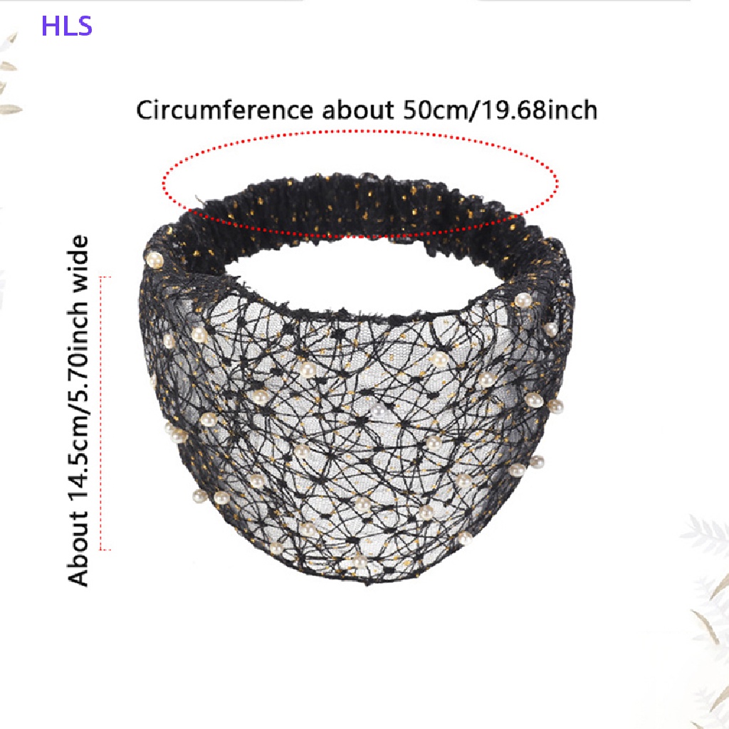 Băng Đô Cài Tóc Phối Lưới Thoáng Khí Đính Hạt Ngọc Trai Thời Trang