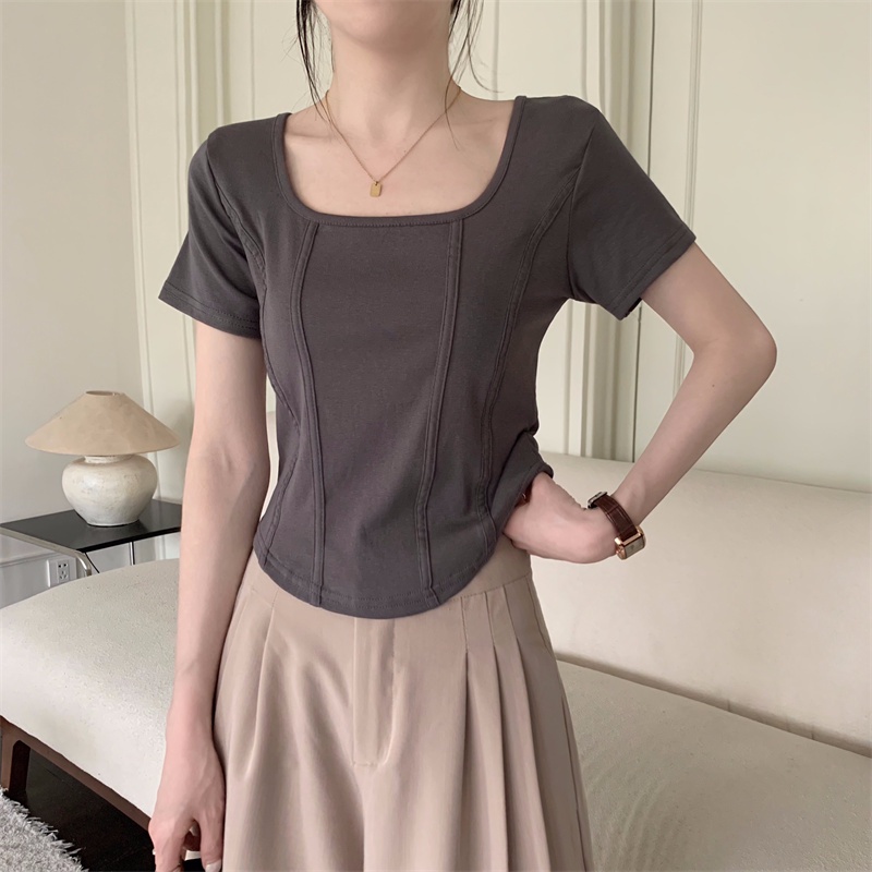 Áo Thun Croptop Tay Ngắn Dáng Ôm Thời Trang Cho Nữ
