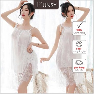 Đầm Ngủ Sexy|Đồ Ngủ Nữ ❣️FreeShip - Tặng Chip Xinh❣️ 2 Lớp Phối Họa Tiết Ren (TL)