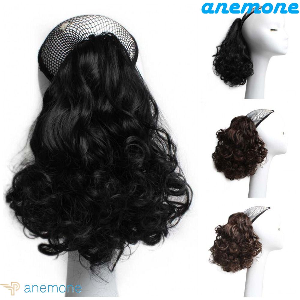 Tóc Giả Ngắn Xoăn Tàng Hình Tự Nhiên Bằng Sợi Tổng Hợp Chịu Nhiệt Chất Lượng Cao Có Kẹp Tóc Đuôi Ngựa Cho Nữ