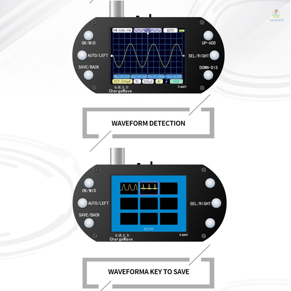Máy Đo Dao Động Cầm Tay 320 * 240 Độ Phân Giải 2.4inch TFT 2.5MHz 500KHz