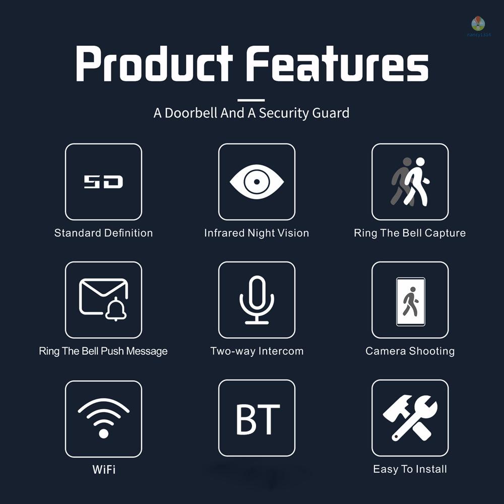 Chuông Cửa Có Camera 2 Chiều Kết Nối WIFI Điều Khiển Bằng Ứng Dụng Điện Thoại