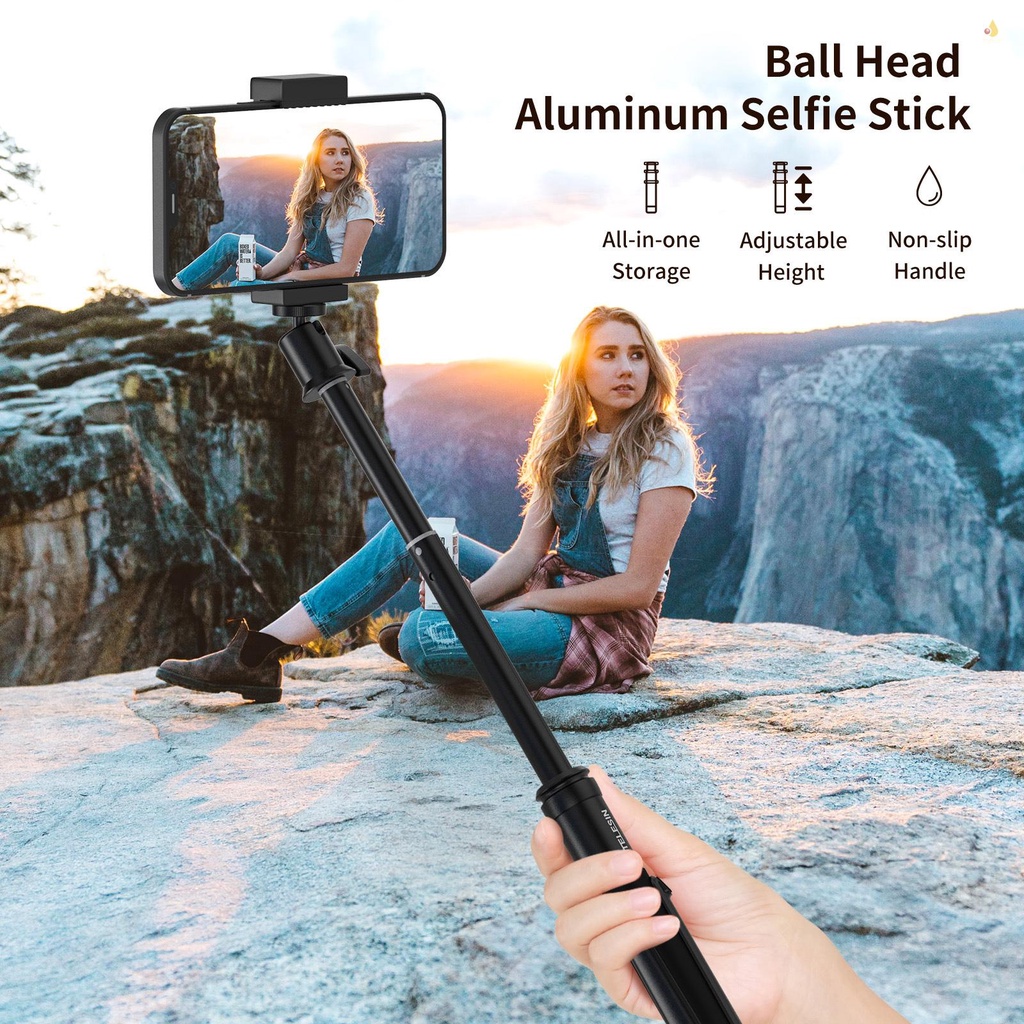 TELESIN Giá Đỡ Ba Chân Di Động Bằng Hợp Kim Nhôm GP-MNP-093-H 91cm / 35.8in Vít 1 / 4 Inch° Kẹp Gắn Máy Ảnh Hình Chữ V Có Thể Điều Chỉnh Tiện Dụng