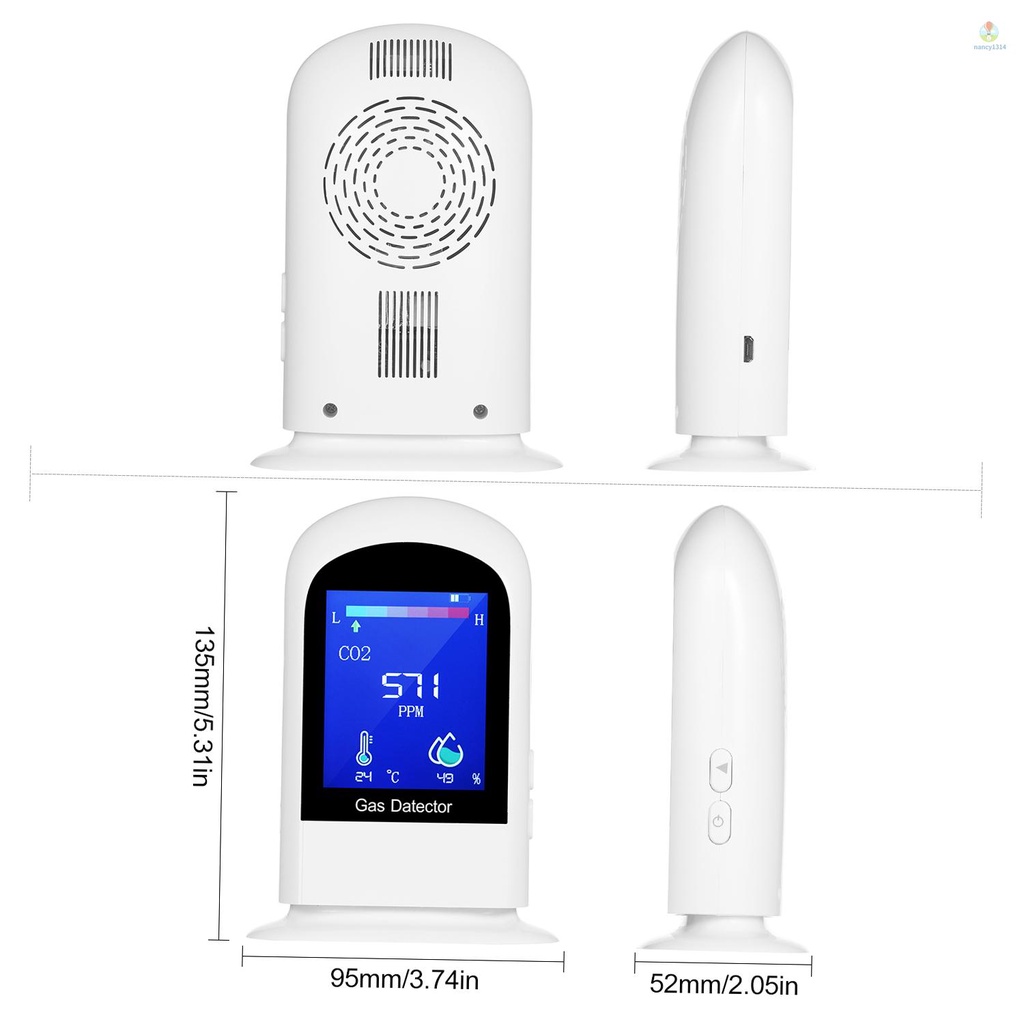 Máy Đo Nhiệt Độ Và Độ Ẩm Carbon Dioxide CO2 / RH / Temp. 3 Trong 1 Có Màn Hình LCD Kỹ Thuật Số