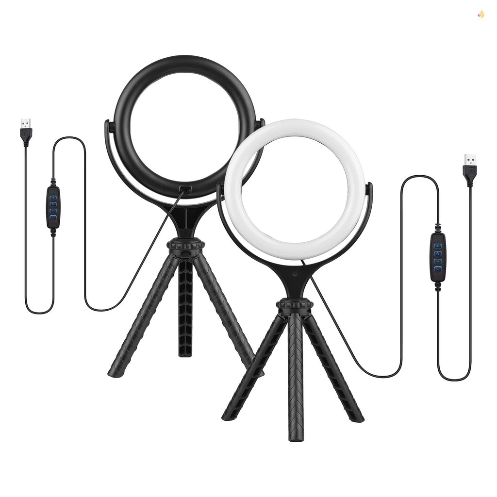 Vòng Đèn LED USB 6-inch Bi Màu Sắc 3000K-6500K 10 Chế Độ Sáng / Điều Chỉnh Được Kèm Giá Đỡ Ba Chân Để Bàn Hỗ Trợ Dạy Học Trực Tuyến