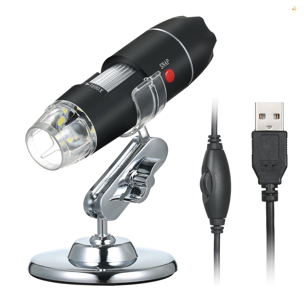 Kính Hiển Vi Kỹ Thuật Số USB Phóng Đại 1600X Có 8 Đèn Led Với Giá Đỡ Cầm Tay Tiện Dụng