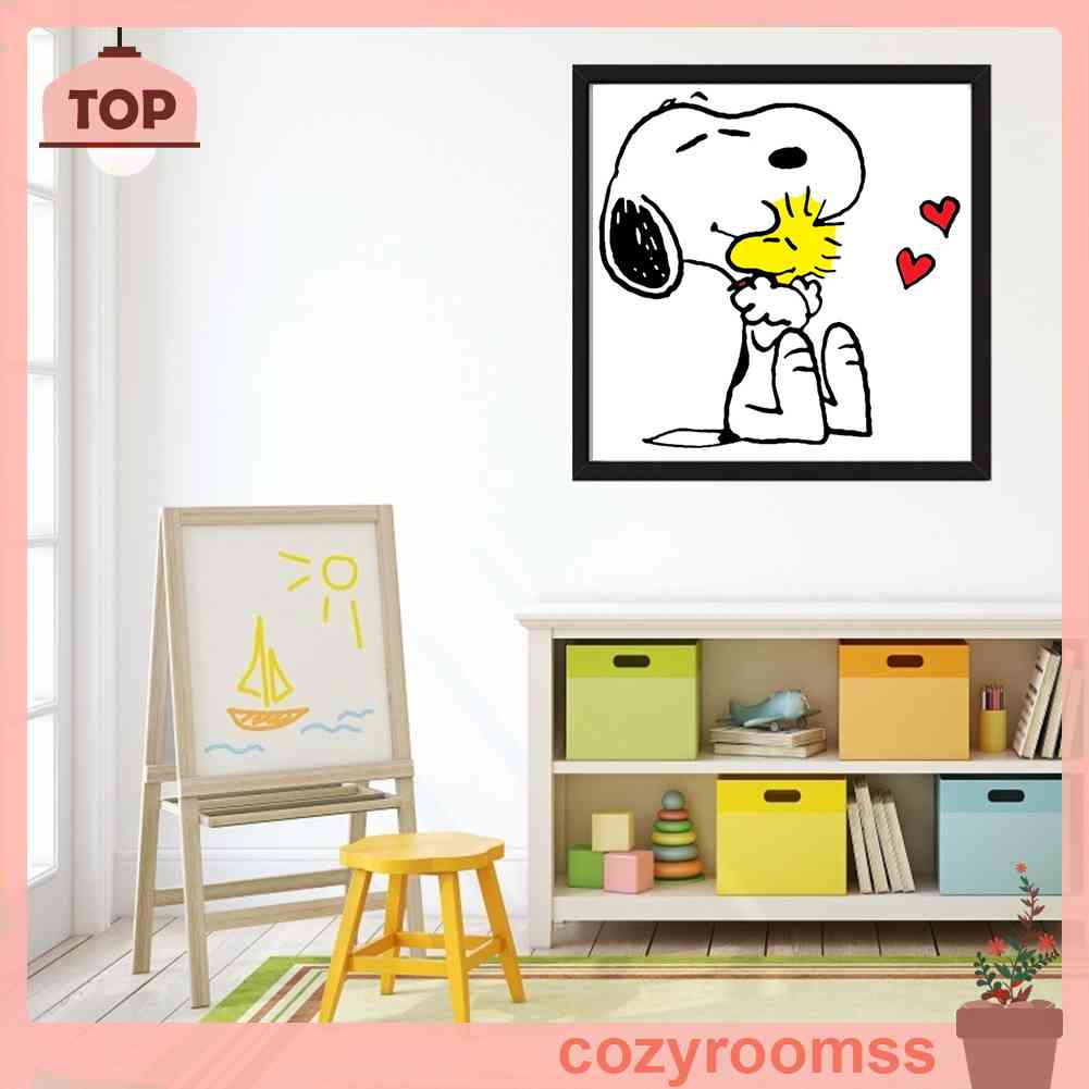 Tranh Đính Đá Kim Cương Toàn Bộ 5D DIY Hình Vẽ Snoopy