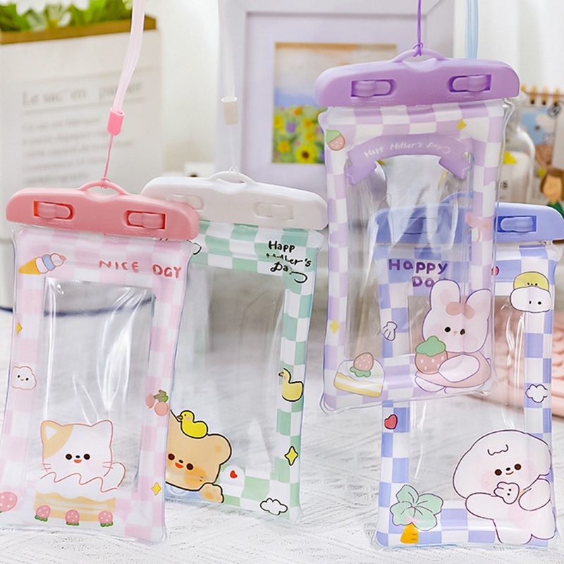 Túi Khí Nổi Đựng Điện Thoại Chống Nước In Hình Hoạt Hình Dễ Thương Có Thể Chạm Màn Hình Cảm Ứng