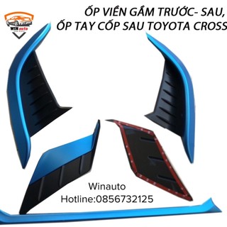Ốp viền đèn gầm trước, sau xe toyota corolla cross 2020 - 2021 - 2022 - 2 màu xanh - trắng