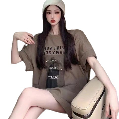 Áo Thun Tay Ngắn Dáng Rộng In Chữ Thời Trang Cho Nữ