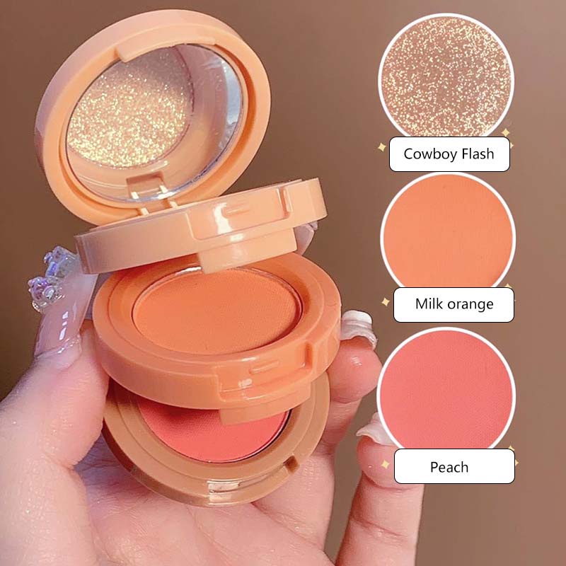 Phấn Má Hồng Bắt Sáng 3 Tầng 3 Màu Sắc Trang Điểm Kèm Gương Cực Xinh