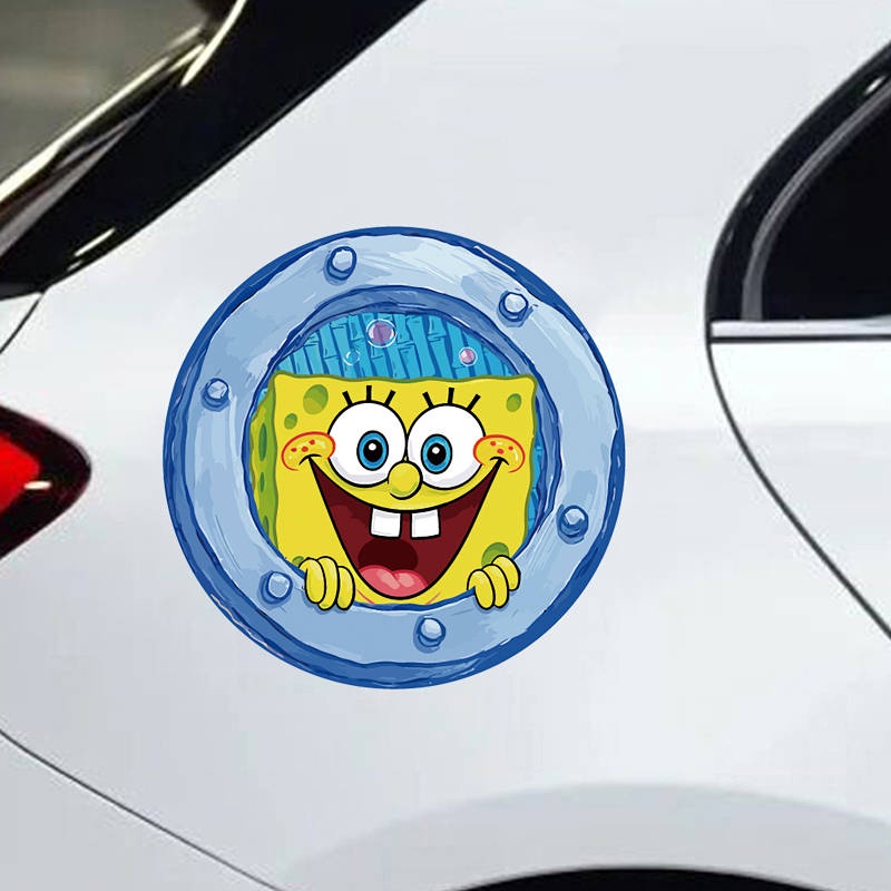 Sponge Baby Funny Car Stickers Car Head Window Fuel Tank Cover Scratch Hidden Sticker Car Cartoon Stickers Waterproof lWR4