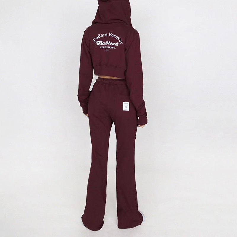 Bộ Đồ Thể Thao Áo Khoác Cardigan Ngắn Có Mũ Trùm Thêu Hình Badblood Có Khóa Kéo Cho Nữ