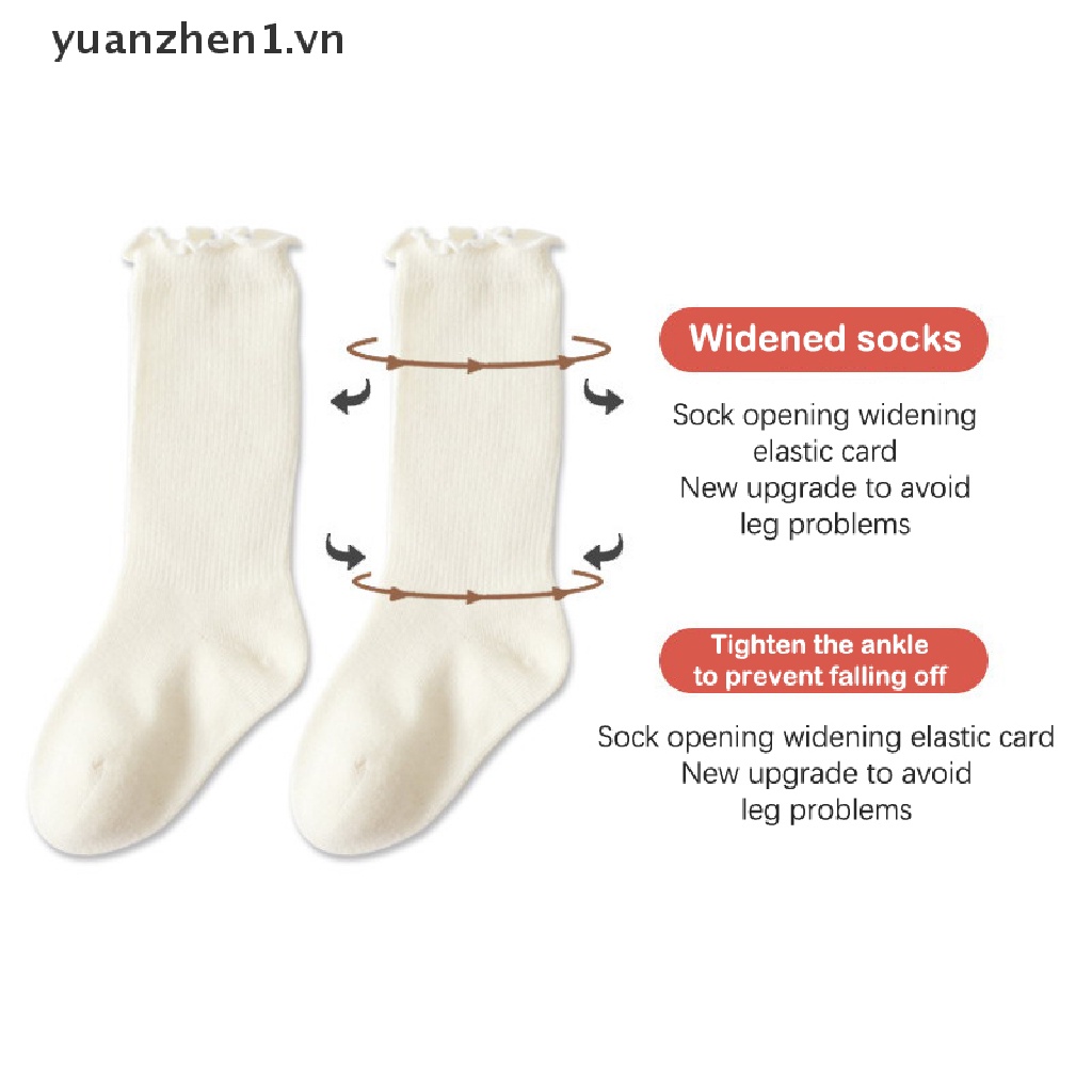 Tất Chân Cotton Cao Qua Gối Màu Trơn Dễ Thương Cho Bé Gái