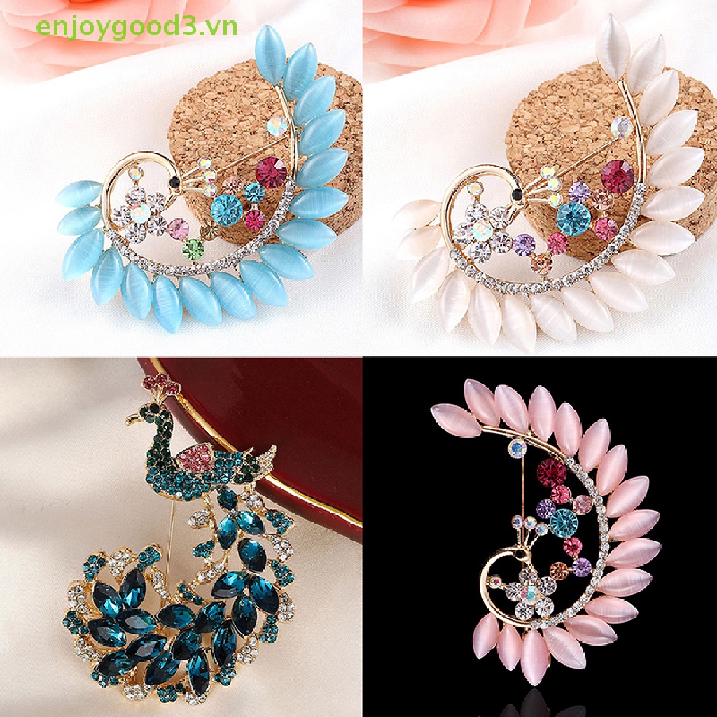 Ghim Cài Áo Hình Chim Công Đính Đá Pha Lê Dễ Thương # Trâm Cài Áo Đính Đá Sang Trọng #