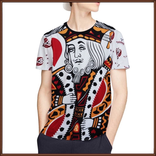 Áo Thun Ngắn Tay In Hình Lá Bài Poker Mặt Trái Tim 3D Cá Tính Cho Nam