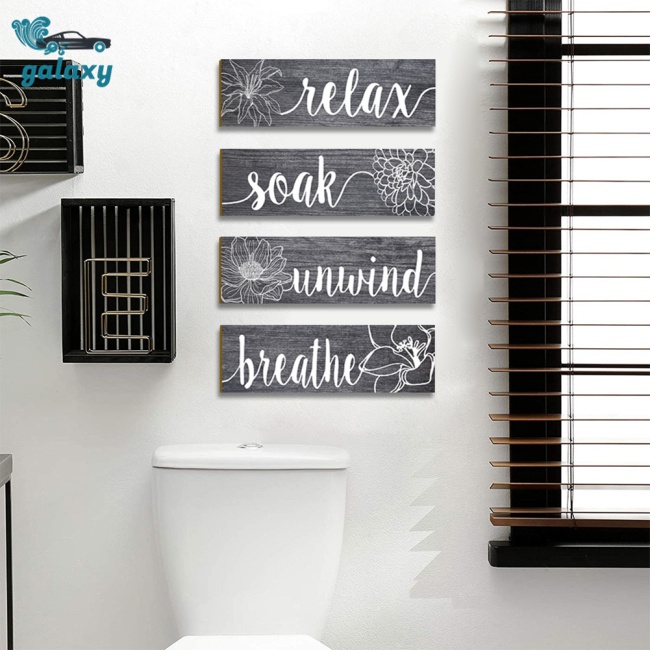 Galaxy Set 4 Bảng Gỗ Treo Tường Dày Dặn Họa Tiết Hoa Vintage Trang Trí Phòng Khách / Phòng Tắm