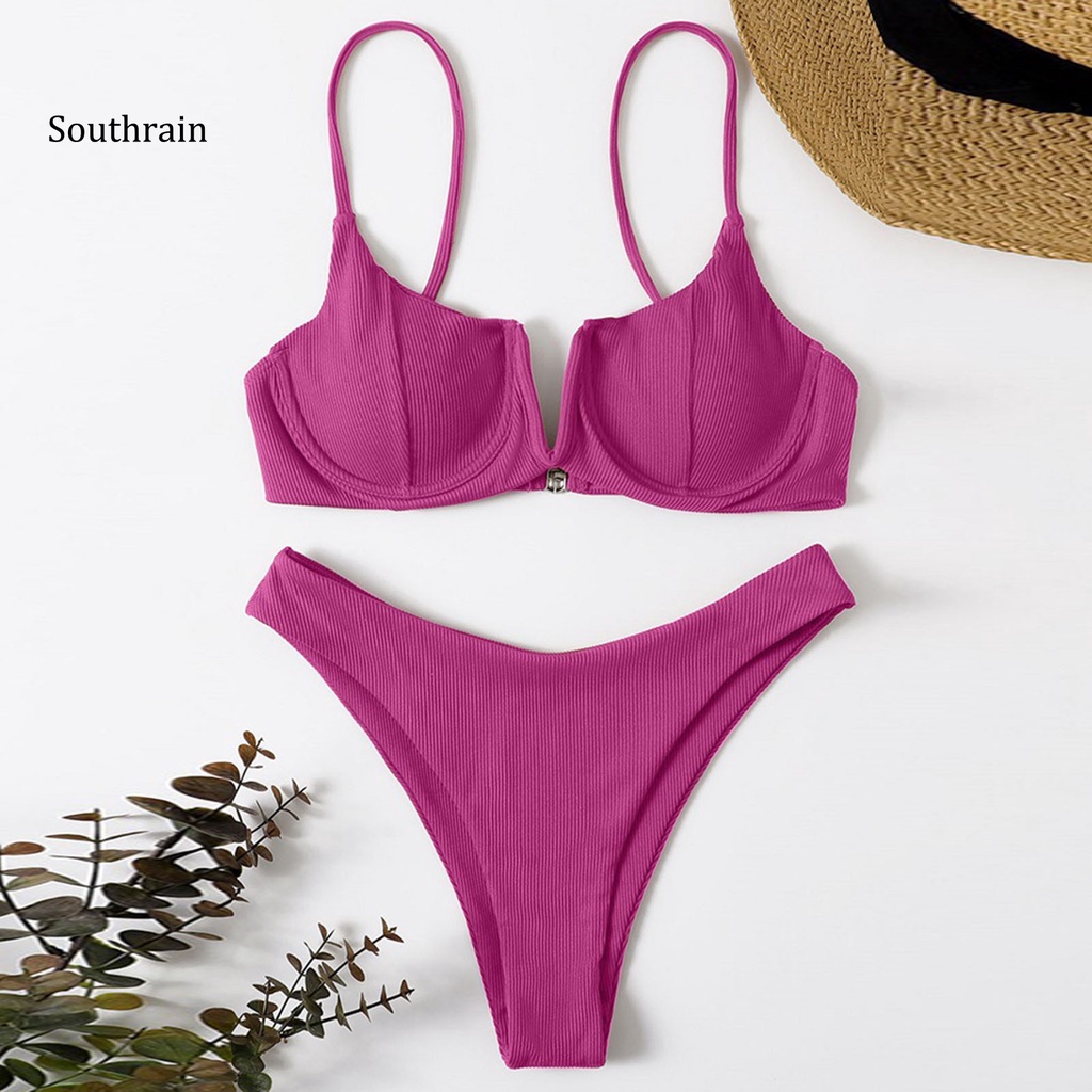 Bộ Đồ Bơi Bikini 2 Mảnh Thời Trang Màu Sắc Đơn Giản Cho Nữ