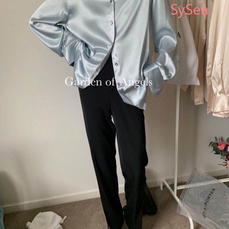 Áo Sơ Mi Satin Dài Tay Dáng Rộng Thời Trang Mùa Hè Hàn Quốc Dành Cho Nữ