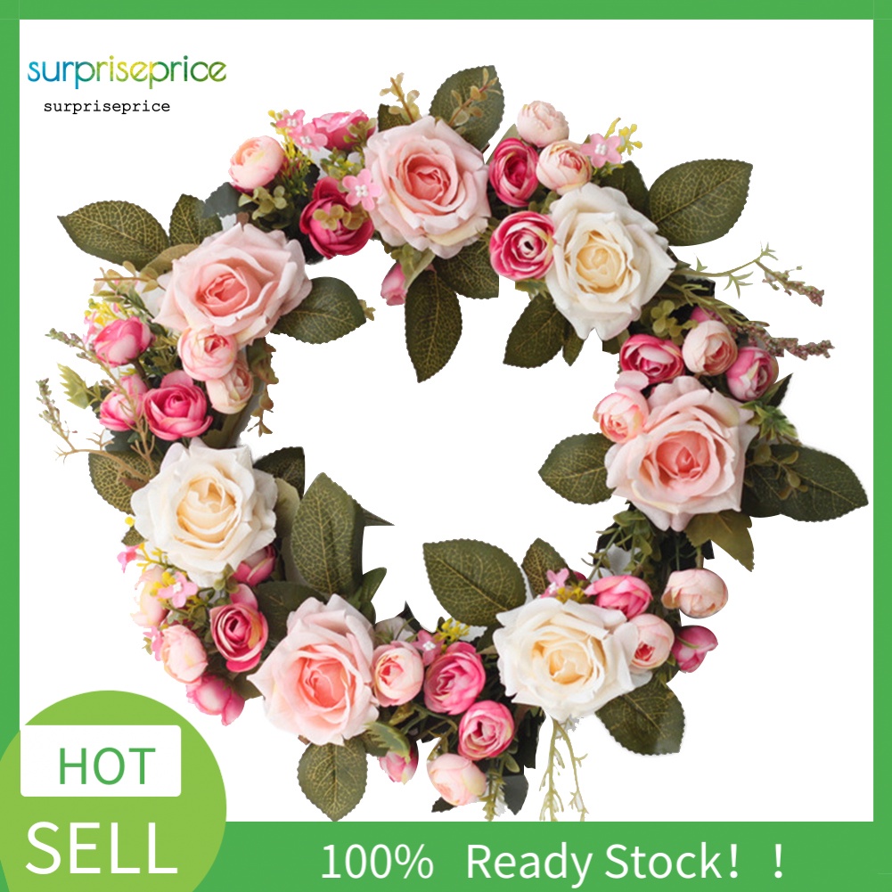 Vòng Hoa Hồng 35cm Treo Cửa Trang Trí Giáng Sinh