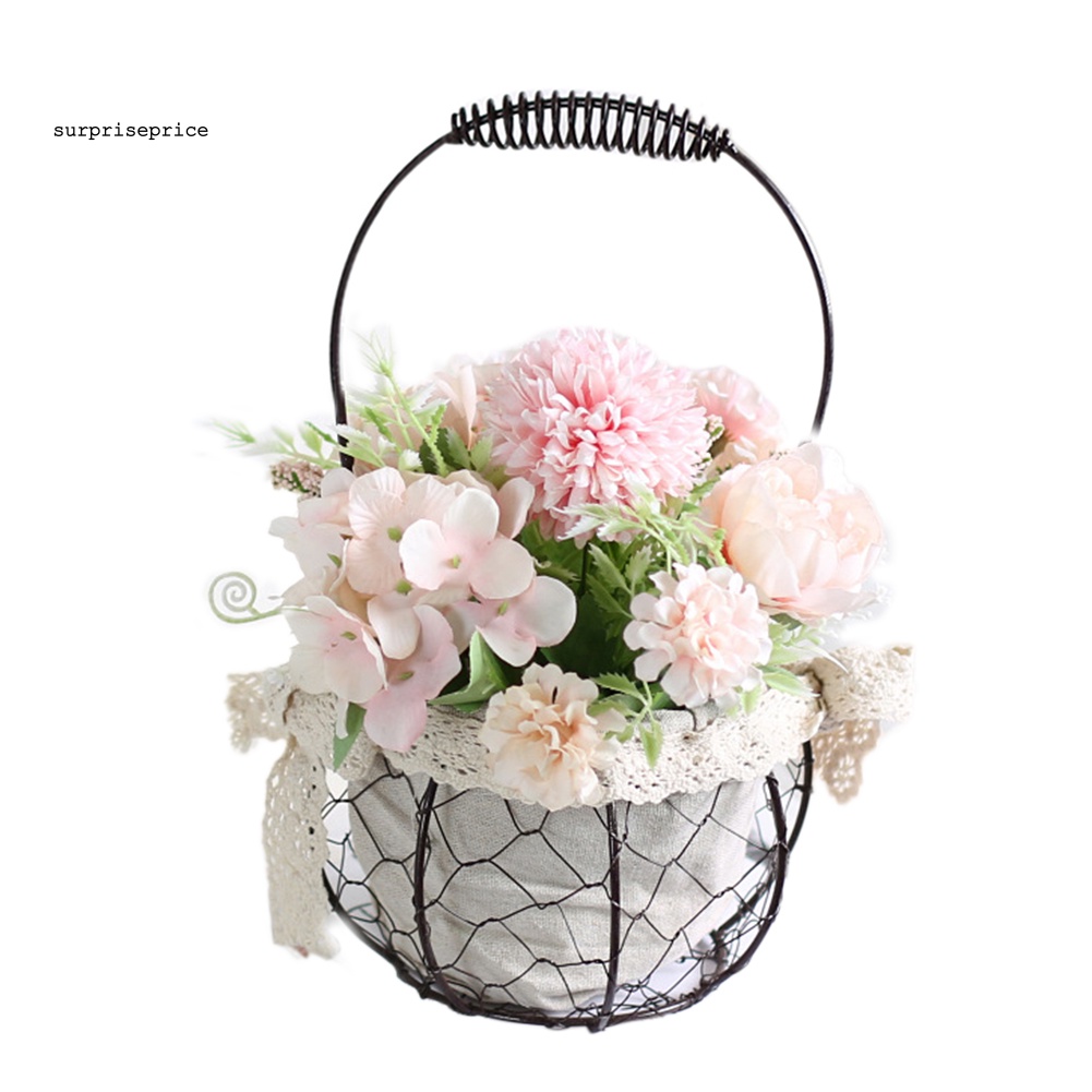 1 Giỏ Hoa Bonsai Nhân Tạo Bằng Sắt Để Bàn Trang Trí Nhà Cửa / Tiệc Tùng