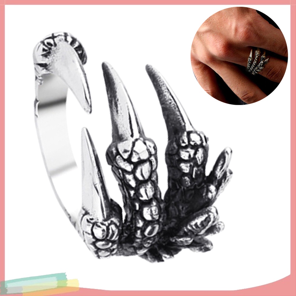 Nhẫn Thép Titan Trang Trí Hình Móng Vuốt Rồng Độc Đáo Thời Trang