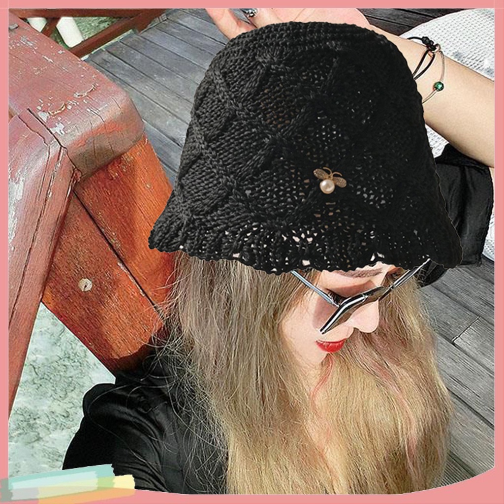 Nón Tai Bèo Vành Ngắn Đính Ngọc Trai Giả Màu Sắc Xinh Xắn Cho Nữ