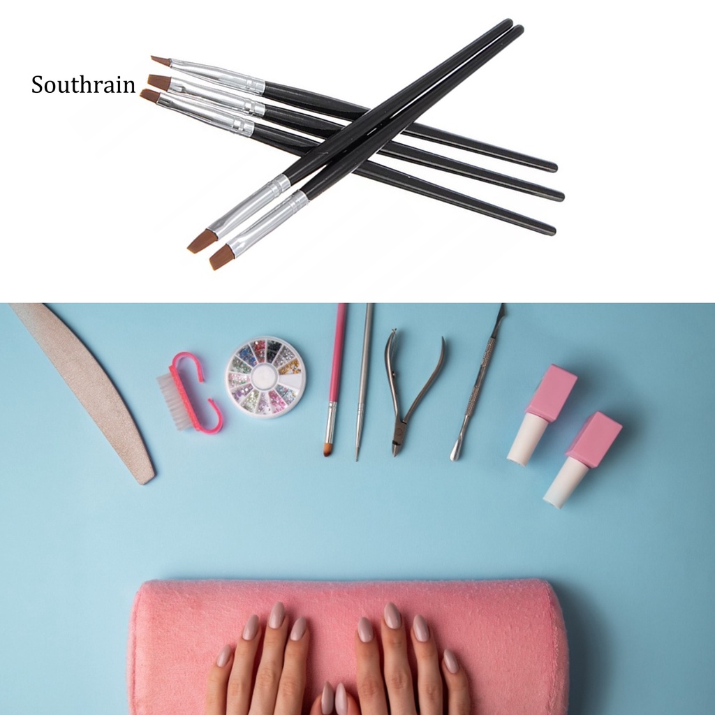 Set 5 Cọ Vẽ Móng Nghệ Thuật Bằng Gỗ Và Kim Loại Không Phai Màu Thời Trang Cho Nữ