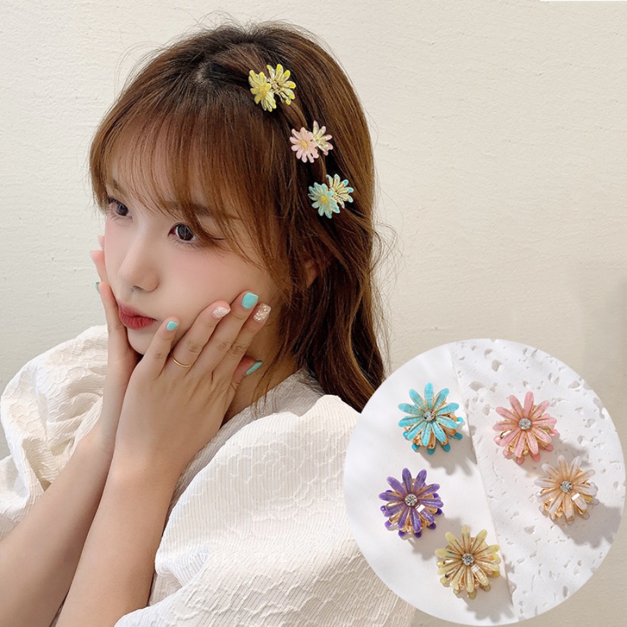 Set 2 Kẹp Tóc Hình Bông Hoa Bằng Hợp Kim Dễ Thương Cho Nữ