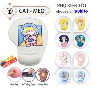 Lót chuột có đệm tay mouse pad 3d silicon cat cute game