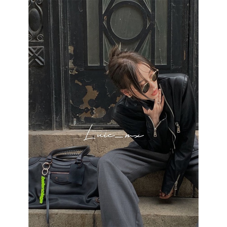 Áo Khoác Da pu Dáng Ngắn Phong Cách Retro Mỹ Thời Trang Xuân Thu Cho Nữ Tik Tok DE1T