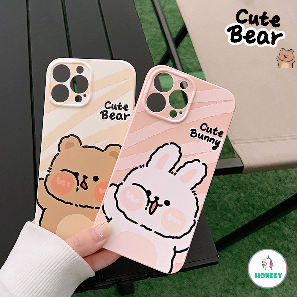 Ốp Điện Thoại TPU Mềm Hình Gấu Nâu / Thỏ Bunny Dễ Thương Cho IPhone 11 14 Pro Max 13 Pro Max 12