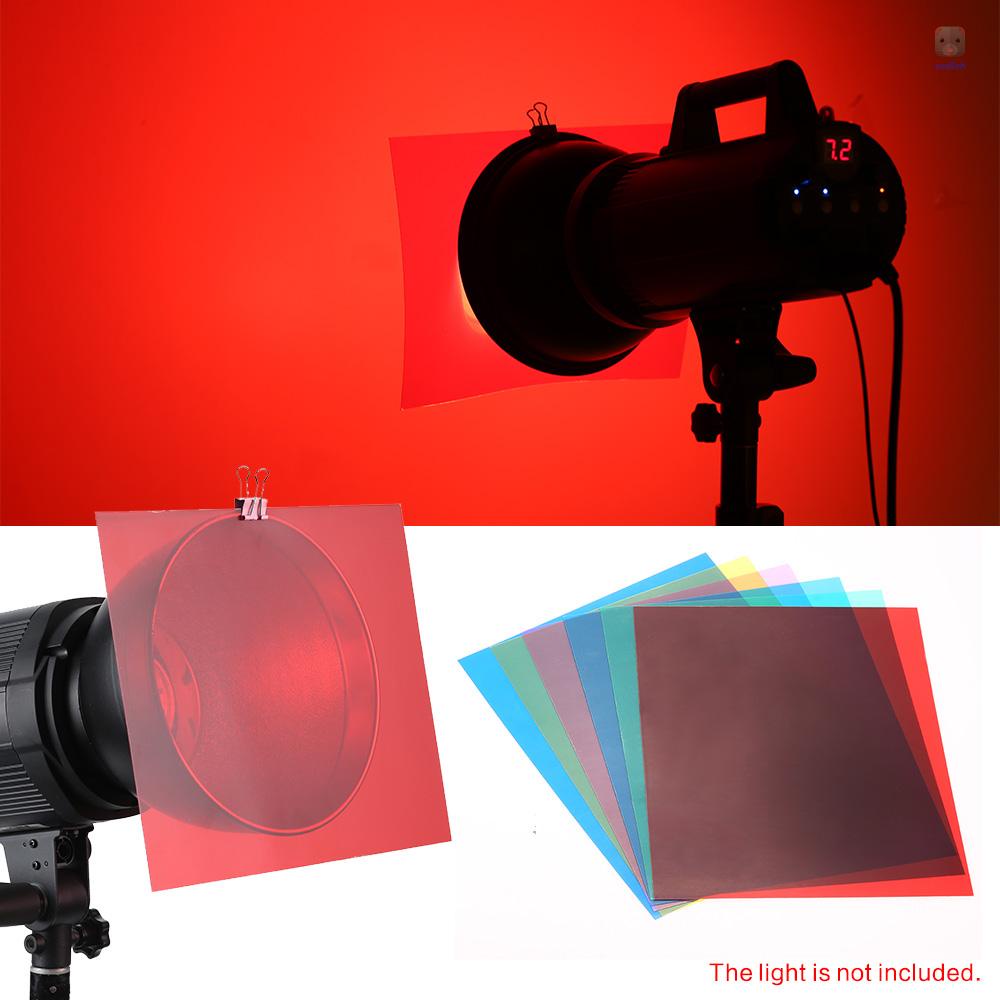 Set 6 Tấm Lọc Ánh Sáng Trong Suốt 25 * 20cm Dành Cho Đèn Flash Speedlite (Đỏ / Xanh Dương / Xanh Lá / Cyan / Vàng / Magenta)