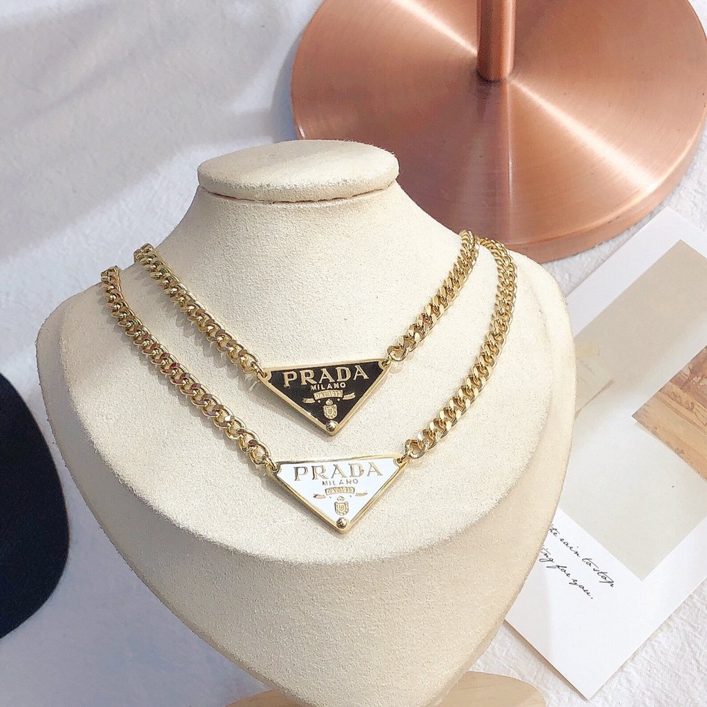 PRADA Vòng cổ Mặt Chữ P Bằng Thép Titan Thời Trang Cho Nam Nữ