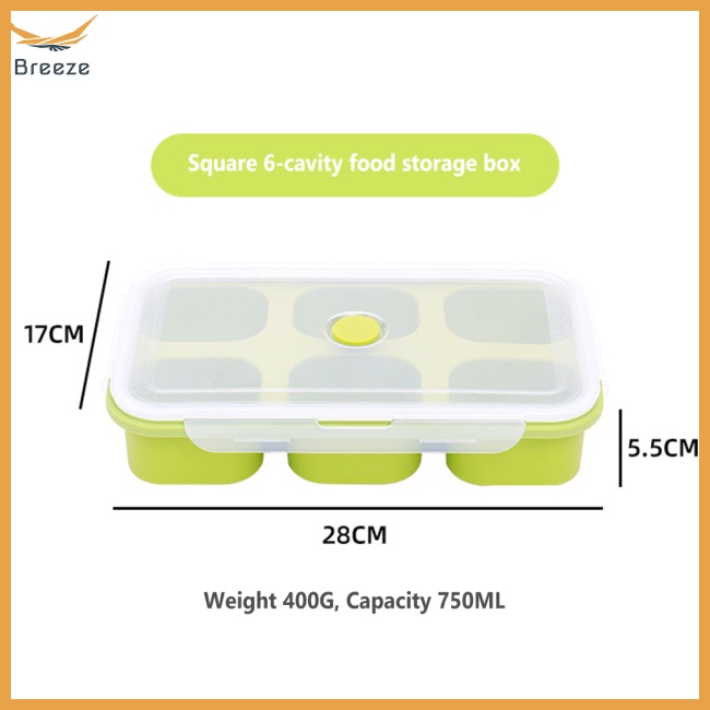 Khay Silicone Đựng Nước Sốt 6 Ngăn Có Nắp Đậy Tiện Lợi