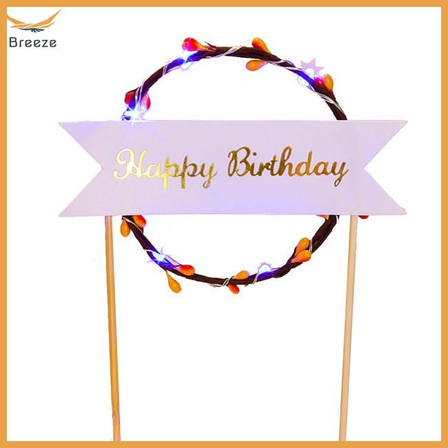 Thẻ Vòng Hoa Có Đèn Led Phát Sáng Độc Đáo Trang Trí Bánh Kem Diy