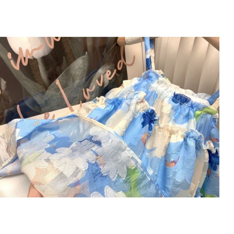 Đầm Công Chúa Hai Dây In Hoa Thời Trang Mùa Hè 2023 Cho Bé Gái