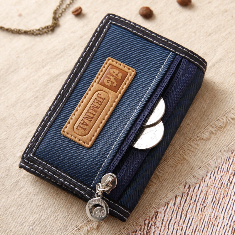 Ví Canvas Ngắn Gập Đôi Có Khóa Kéo Thời Trang Cho Nam