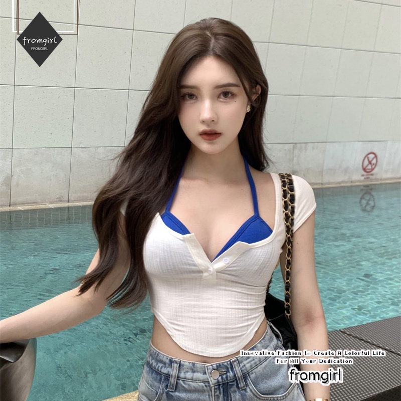 Áo Thun Ngắn Tay Cổ Vuông Ôm Dáng Mẫu Mới 2023 Quyến Rũ Thời Trang Cho Nữ