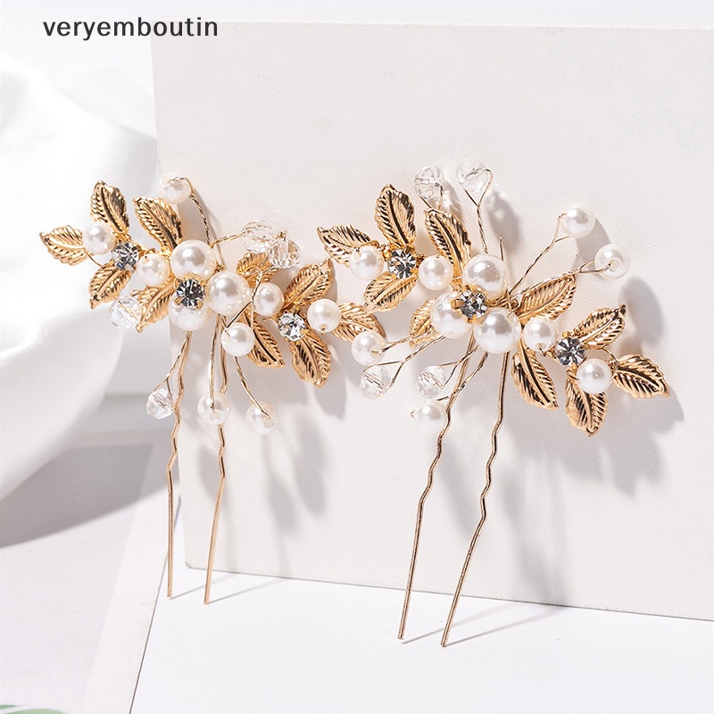 Trâm Cài Tóc Chữ U Hình Hoa Lá Đính Ngọc Trai Phong Cách Hanfu Cổ Điển Dành Cho Cô Dâu