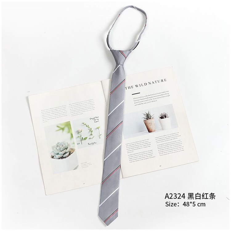 Cà Vạt Đồng Phục Bachelor Kẻ Sọc Caro Xám Phong Cách Retro Nhật Bản Cho Nam Nữ