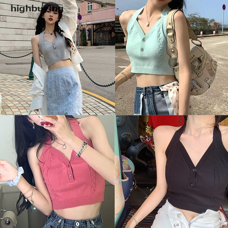 Áo Crop top Dệt Kim Y2k Không Tay Hở Lưng Phong Cách Vintage Gợi Cảm Cho Nữ