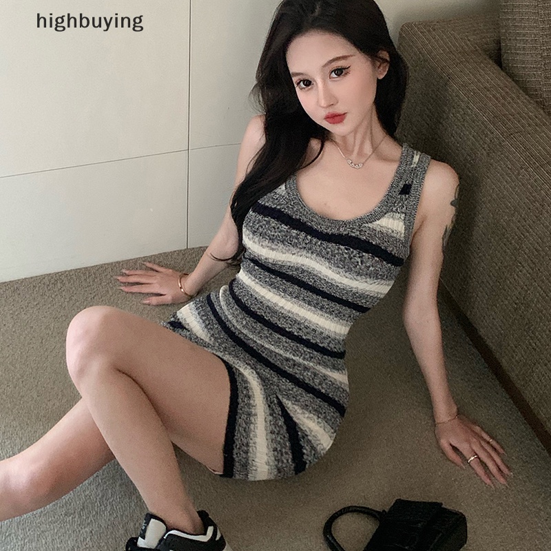 Hbvn Belle Đầm Dệt Kim Mini Ôm Dáng Mùa Hè Quyến Rũ Dễ Phối Đồ Cho Nữ