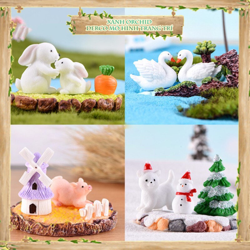 Mô Hình Tiểu Cảnh "Rêu Vi Cảnh Động Vật Mini" Trang Trí Sen Đá, Sân Vườn/ Chậu Cây, DYI, Terrarium