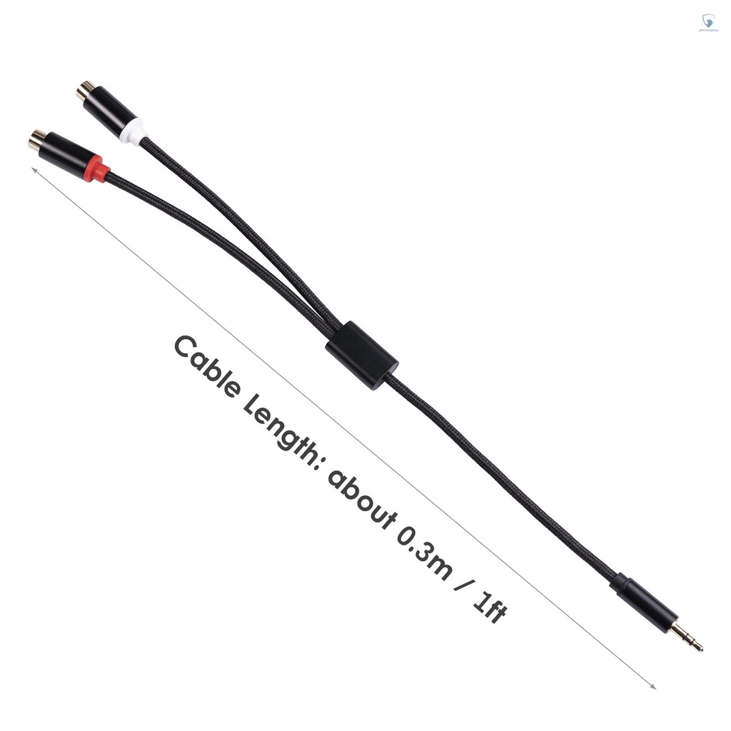 Cáp Chuyển Đổi Âm Thanh Từ Giắc Cắm 3.5mm Sang Hai Cổng RCA 1 / 8 Inch Sang Hai Cổng RCA Mạ Vàng Dài 1Ft Chuyên Dụng Cho Điện Thoại / PC / TV / Máy Nghe Nhạc MP3