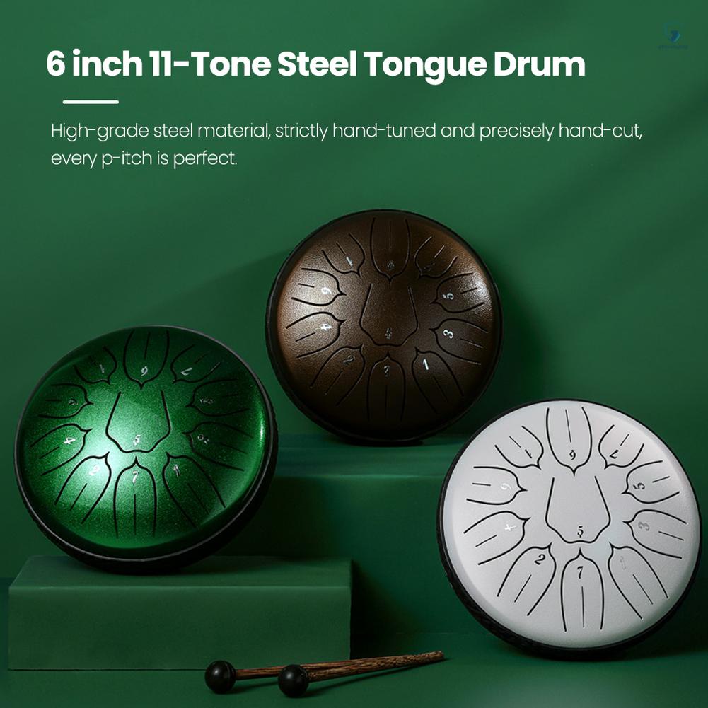 Bộ Trống Lưỡi Thép 6 inch 11-Tone D-Key Kèm Dùi Đánh Trống Chuyên Dụng