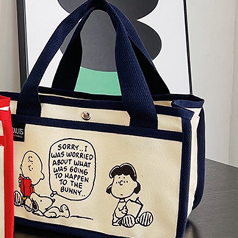 Túi tote Vải canvas Sức Chứa Lớn Đa Năng In Họa Tiết Hoạt Hình snoopy Dễ Thương Cho Nữ