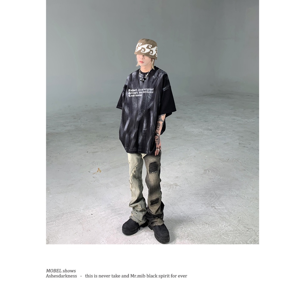 Áo Thun In Chữ Mr.. Mrs Trẻ Trung Hợp Thời Trang Cho Nam Áo Thun Đen Tay Ngắn Dáng Rộng In Chữ Graffiti Thời Trang